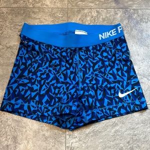 Blue graphic Nike pro shorts